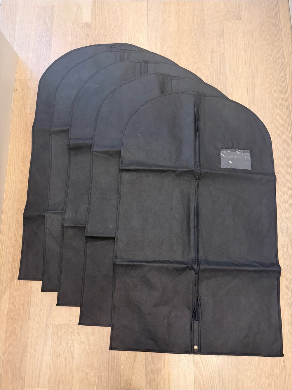 Set of Black Garment Bags - 5 Pack